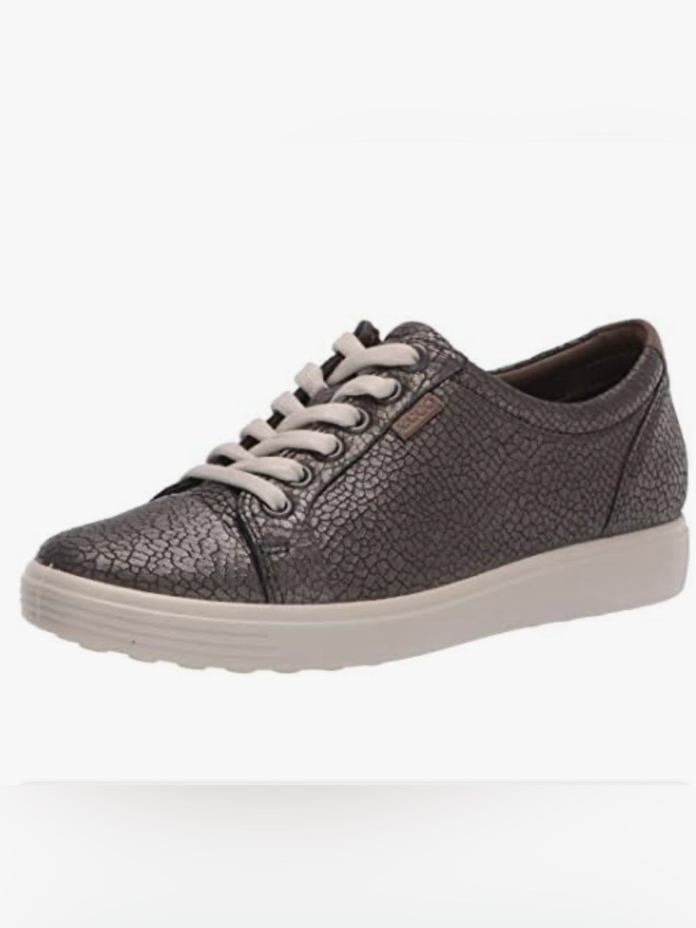 ECCO Soft 7 Women's Leather Sneaker, Black Stone Metallic
